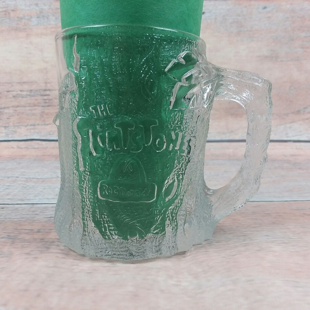 Vintage McDonalds Flintstones 1993 Treemendous Mug Glass Coffee Cup Collectible